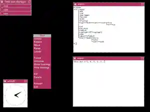 TWM with a classic maroon color scheme, running in Debian