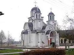 The new Orthodox church in the village. The razed Catholic church stood here until the end of the 1960s.