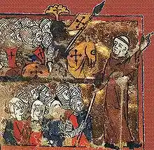 14th-century miniature of Peter the Hermit leading the People's Crusade