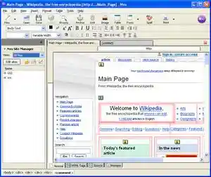 Nvu 1.0 editing Wikipedia main page