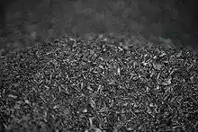 A large pile of biochar