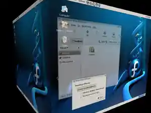 Screenshot showing the Cube plugin for Compiz on Fedora