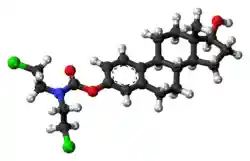 Ball-and-stick model of the estramustine molecule
