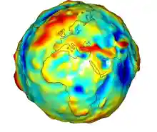 Image of globe combining color with topography.