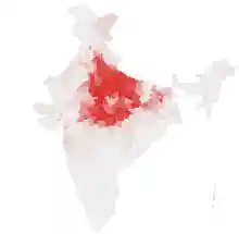 Hindi 2011 Indian Census by district.svg
