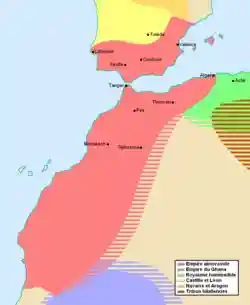 The Almoravid empire at its greatest extent, c. 1120.