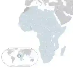 Location of Togo (dark blue) in the African Union (light blue)