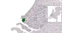 Highlighted position of Westvoorne in a municipal map of South Holland