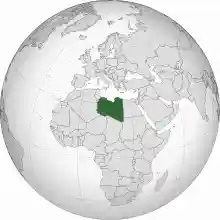 Location of Libya (dark green) in northern Africa