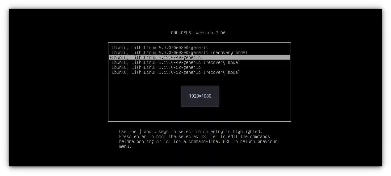 selecting older kernel ubuntu grub screen