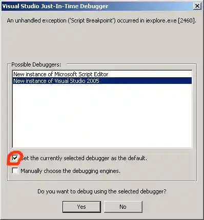 Вызов отладчика