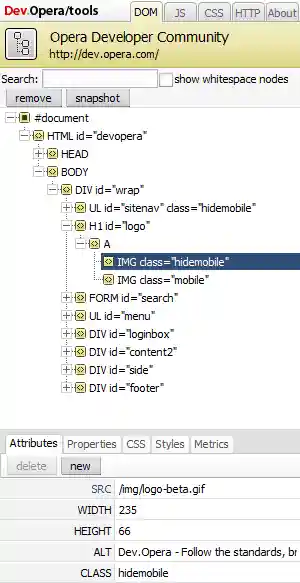 Opera Developer Tools