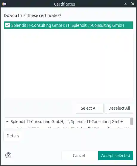 Certificates Dialog