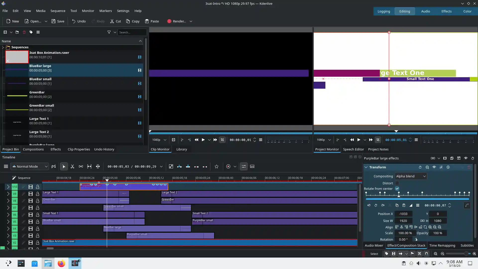 Screenshot of Kdenlive in Plasma