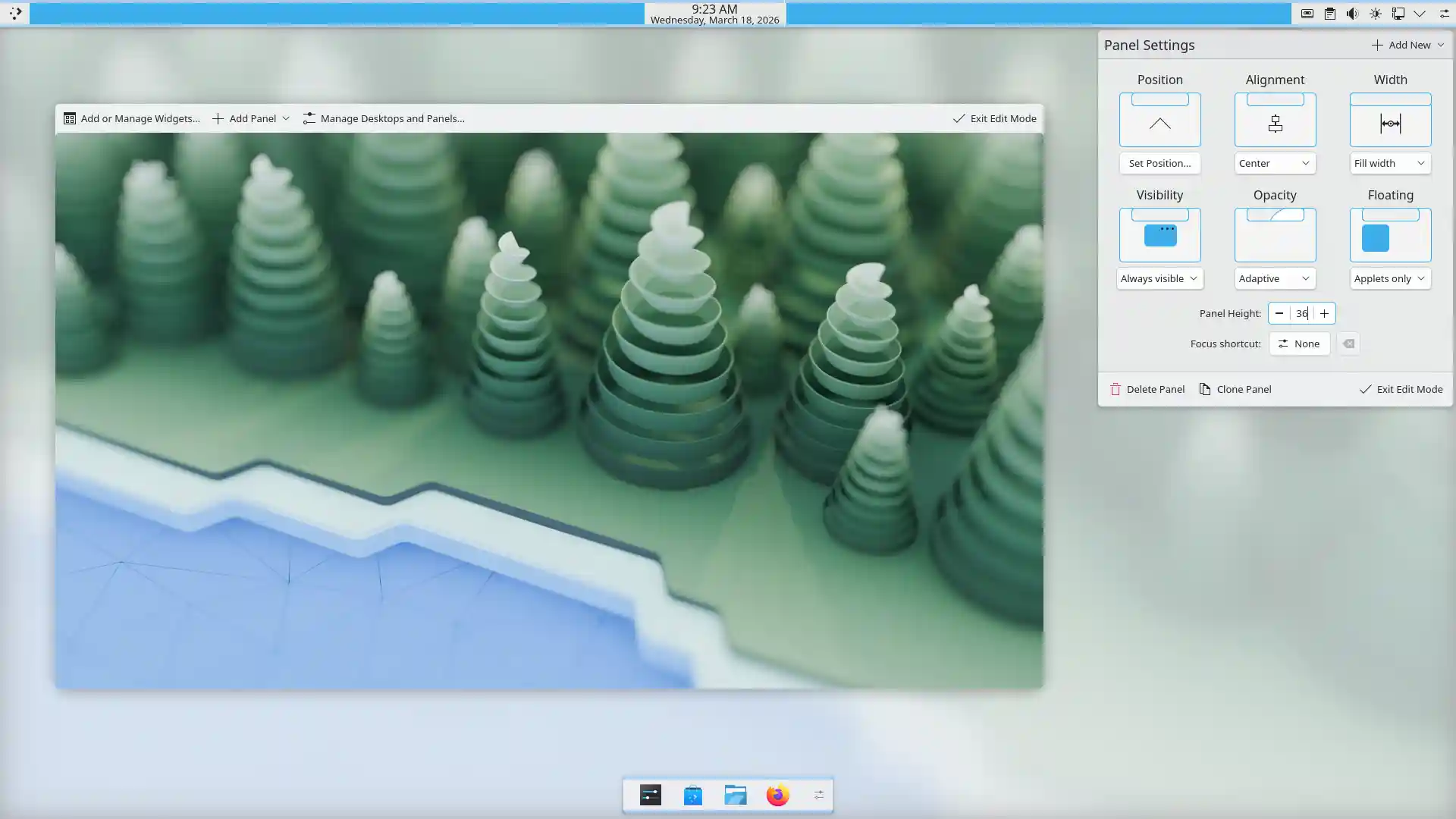 Screenshot of Plasma panel