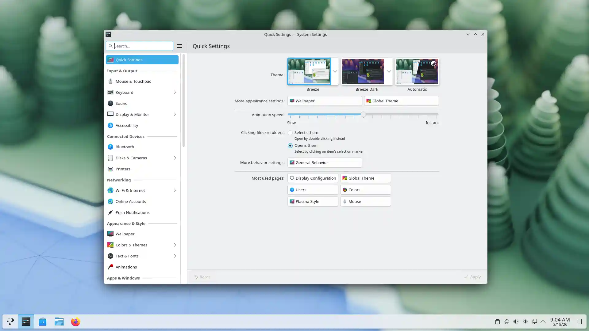 Screenshot: Plasma system settings