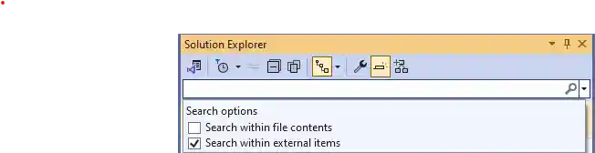 Visual Studio Solution Explorer Search Options