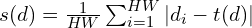 s(d) = \frac{1}{HW} \sum_{i=1}^{HW} \left| d_i - t(d) \right|