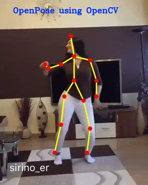 Deep Learning based Human Pose Estimation using OpenCV OpenPose. You can see the detected keypoint locations marked on the image.
