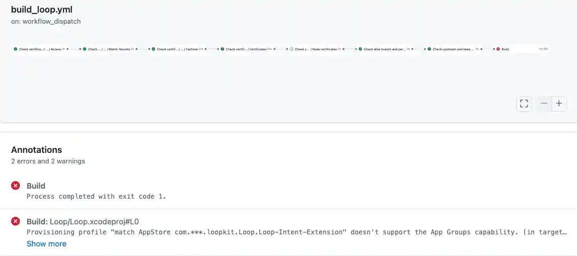 graphic with an example build error