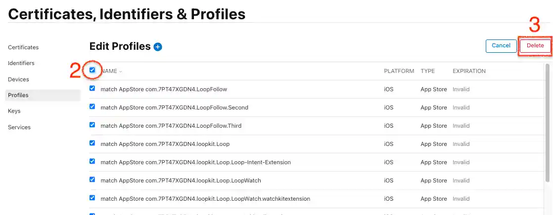 select invalid profiles