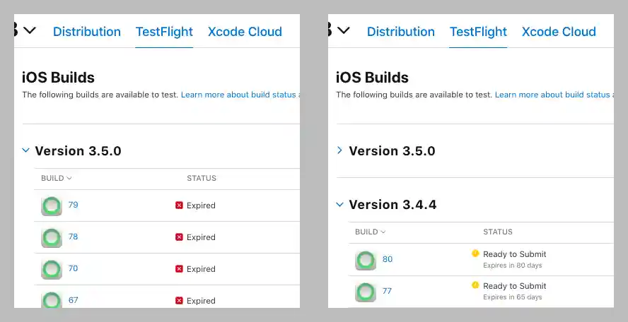 expire builds with higher version numbers