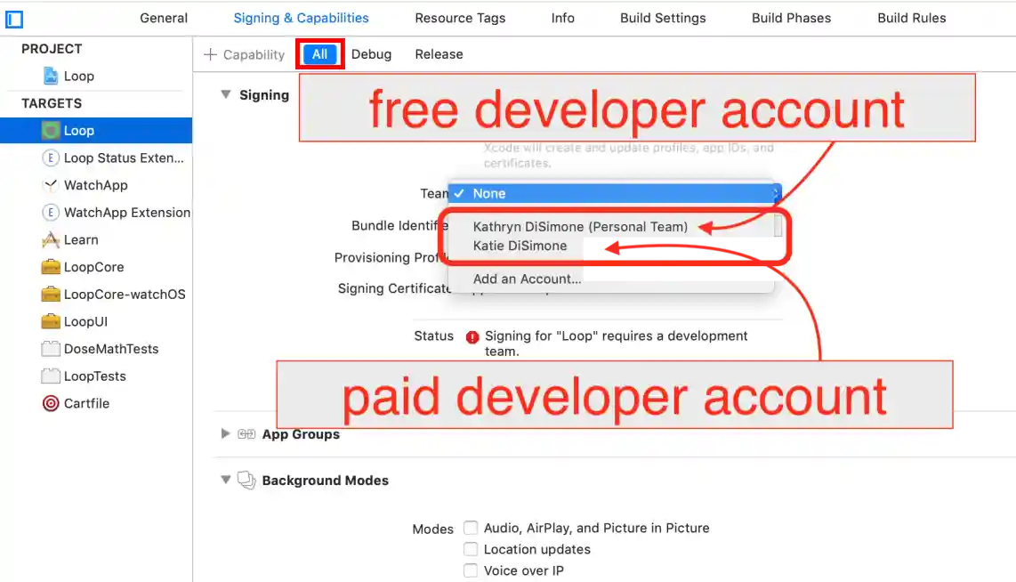 zoom of region where user selects signing team