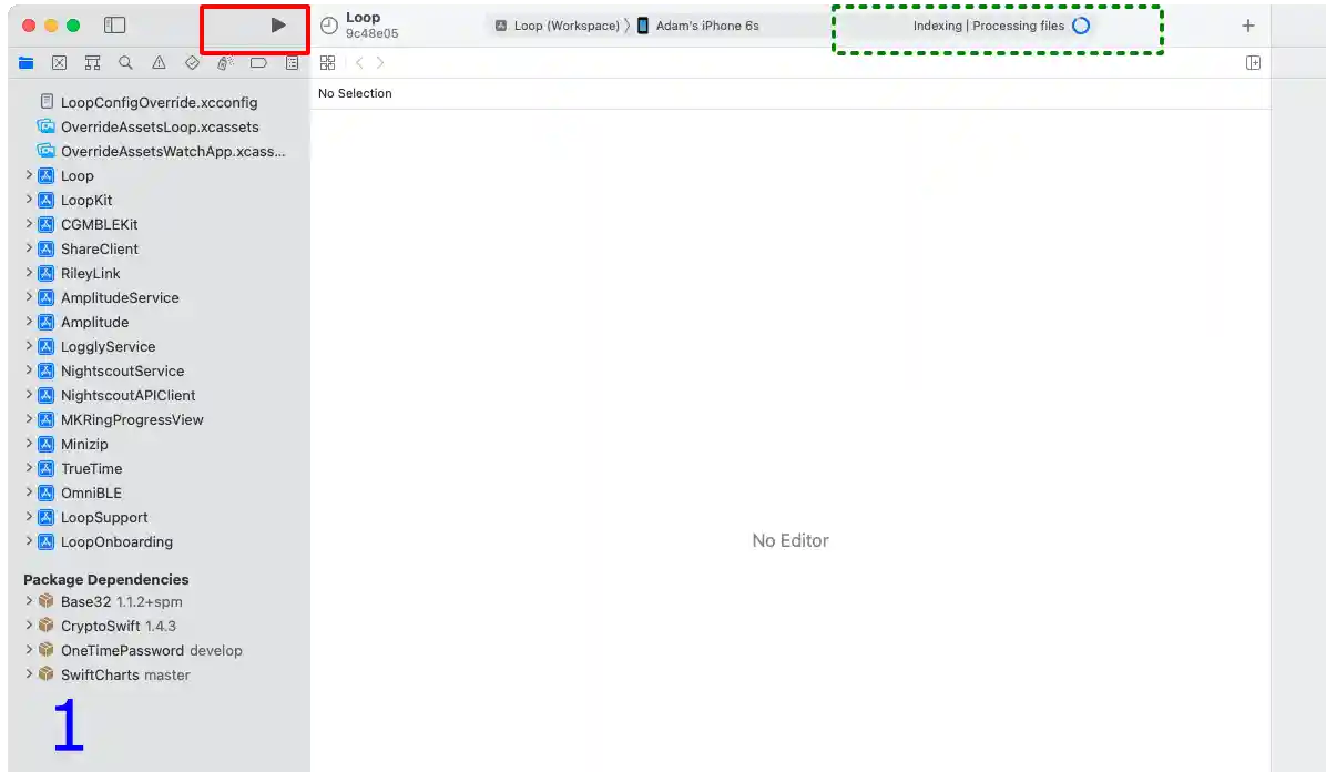 gif showing the xcode screens when building
