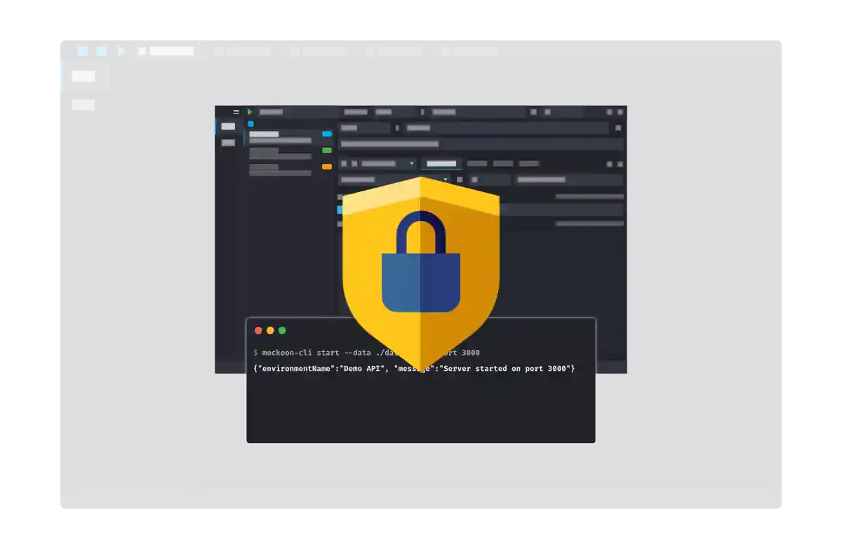 Mockoon interface with a security lock
