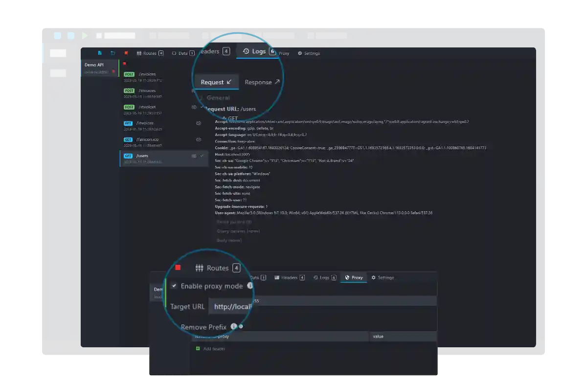 Mockoon requests recording screenshot