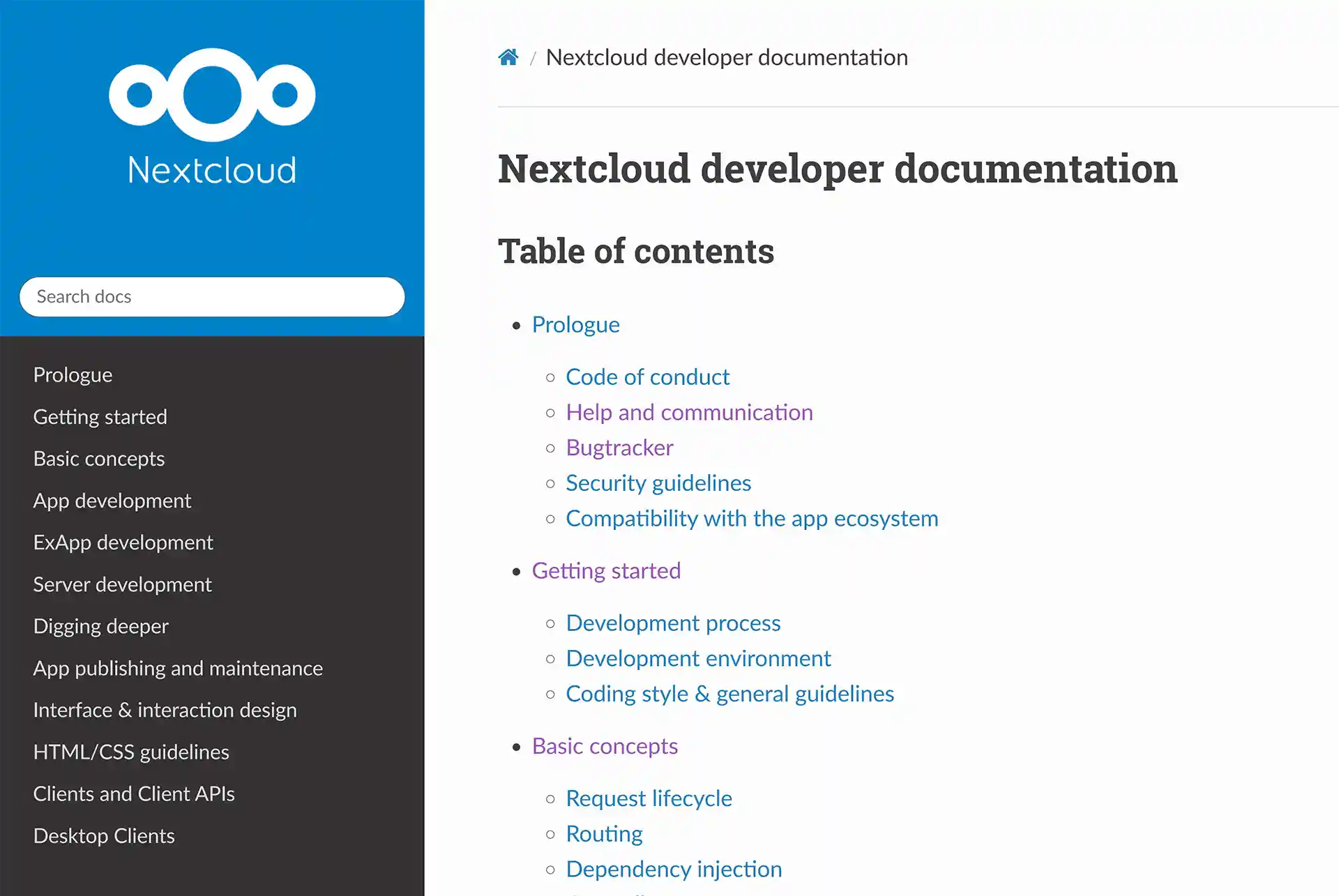 Nextcloud developer documentation