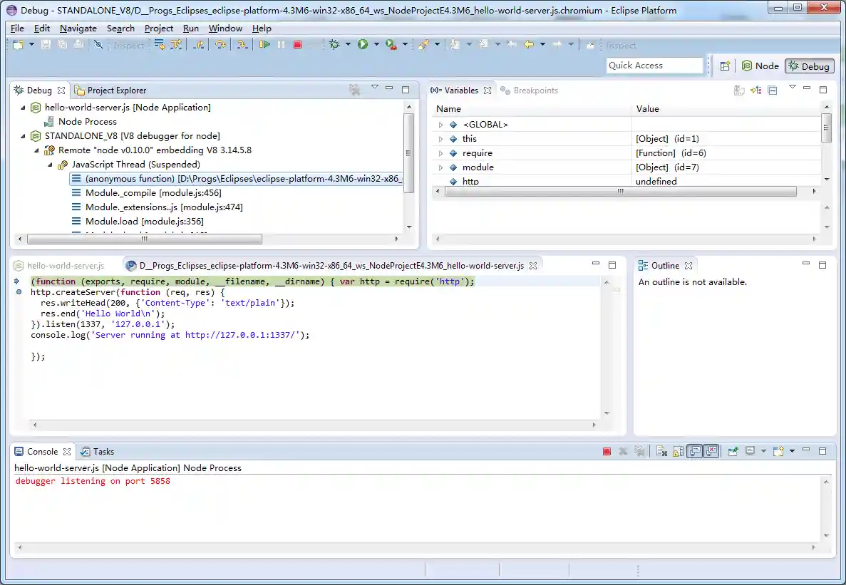 Nodeclipse debugging
