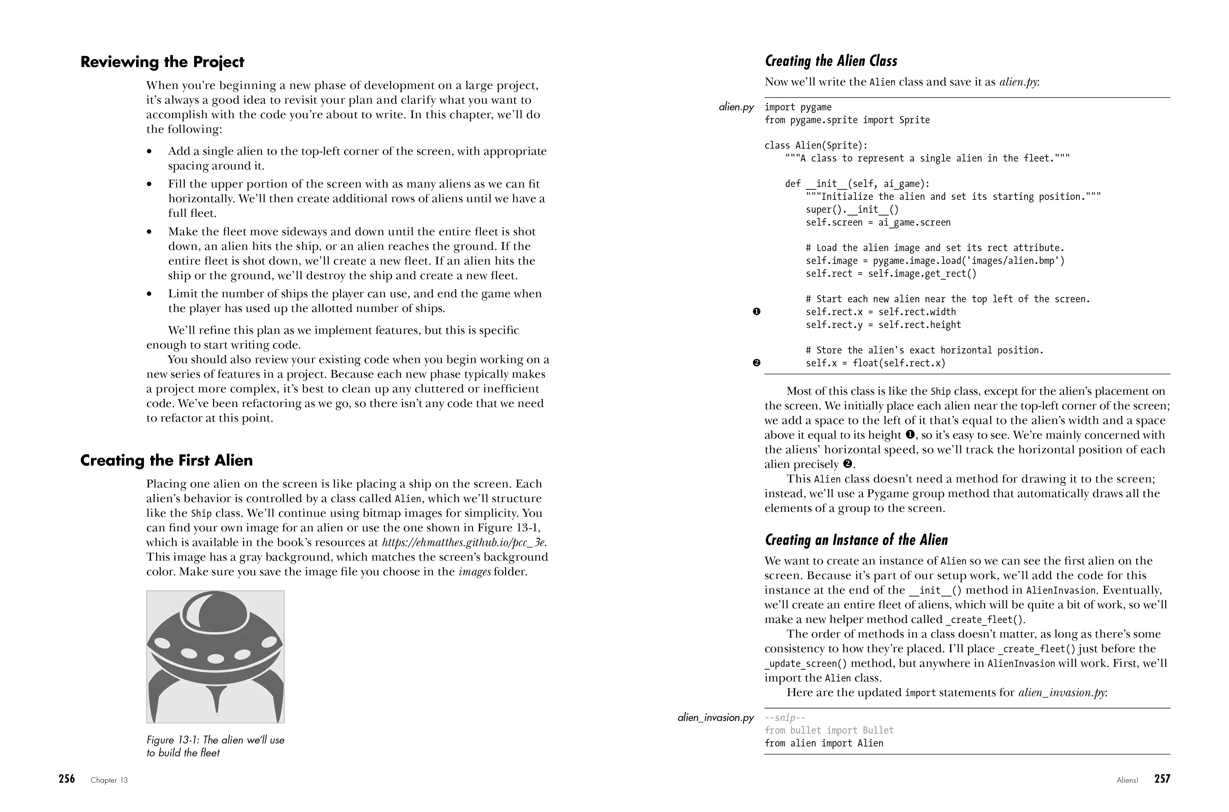 Python Crash Course, 3rd Edition pages 256-257