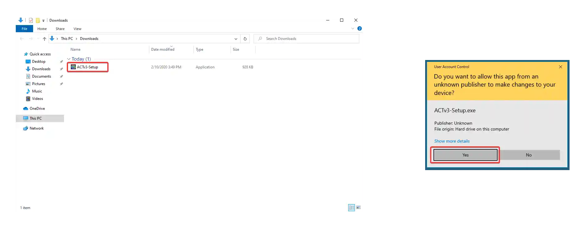 Open the ACTv3-Setup.exe File