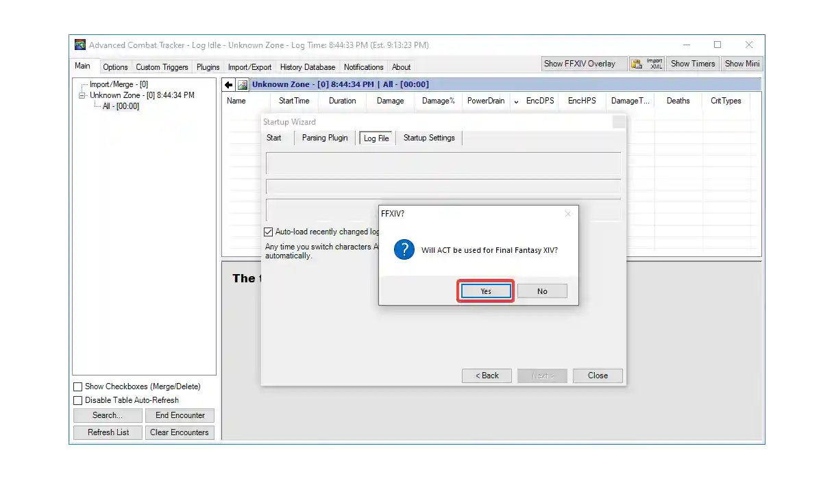 Log File Screen in the Wizard