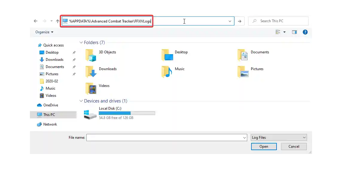The Log Folder Location