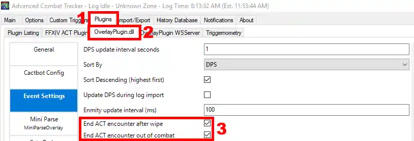 Overlayplugin Event Settings