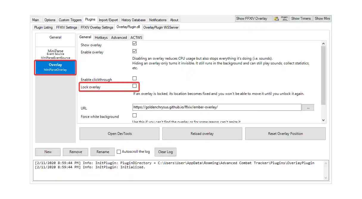 Overlay Settings Page