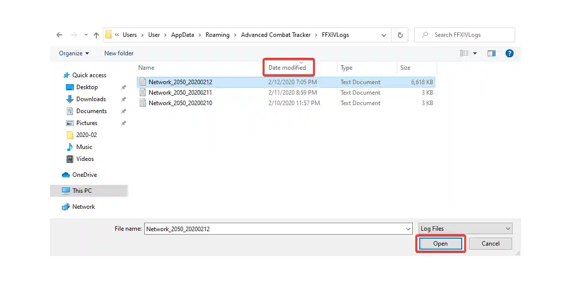 Sort by Date Modified and Choose the File