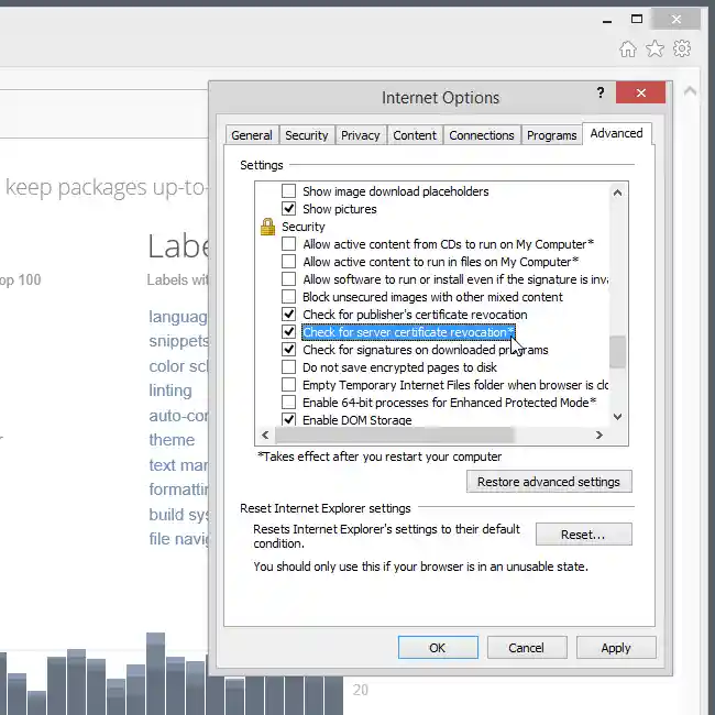 Restore Advanced Settings