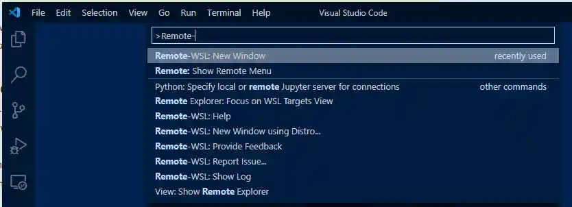 Remote WSL window