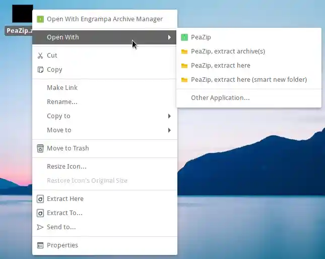 PeaZip context menu on BSD add peazip in righ click menu
