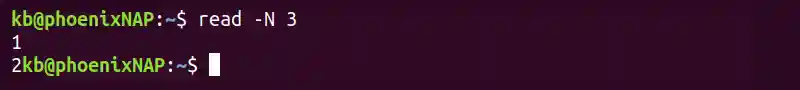 read -n 3 no delimiter terminal output
