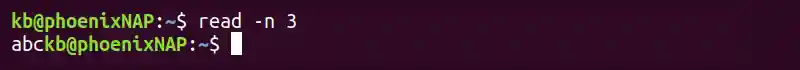 read -n 3 terminal output