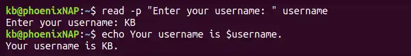 read -p prompt terminal output