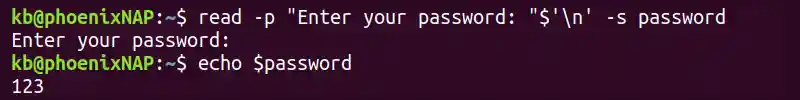read password prompt terminal output