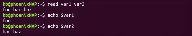 read variables and word count terminal