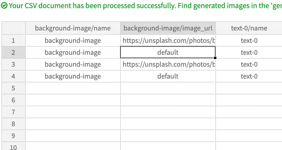Pixelixe spreadsheet table driving image generation