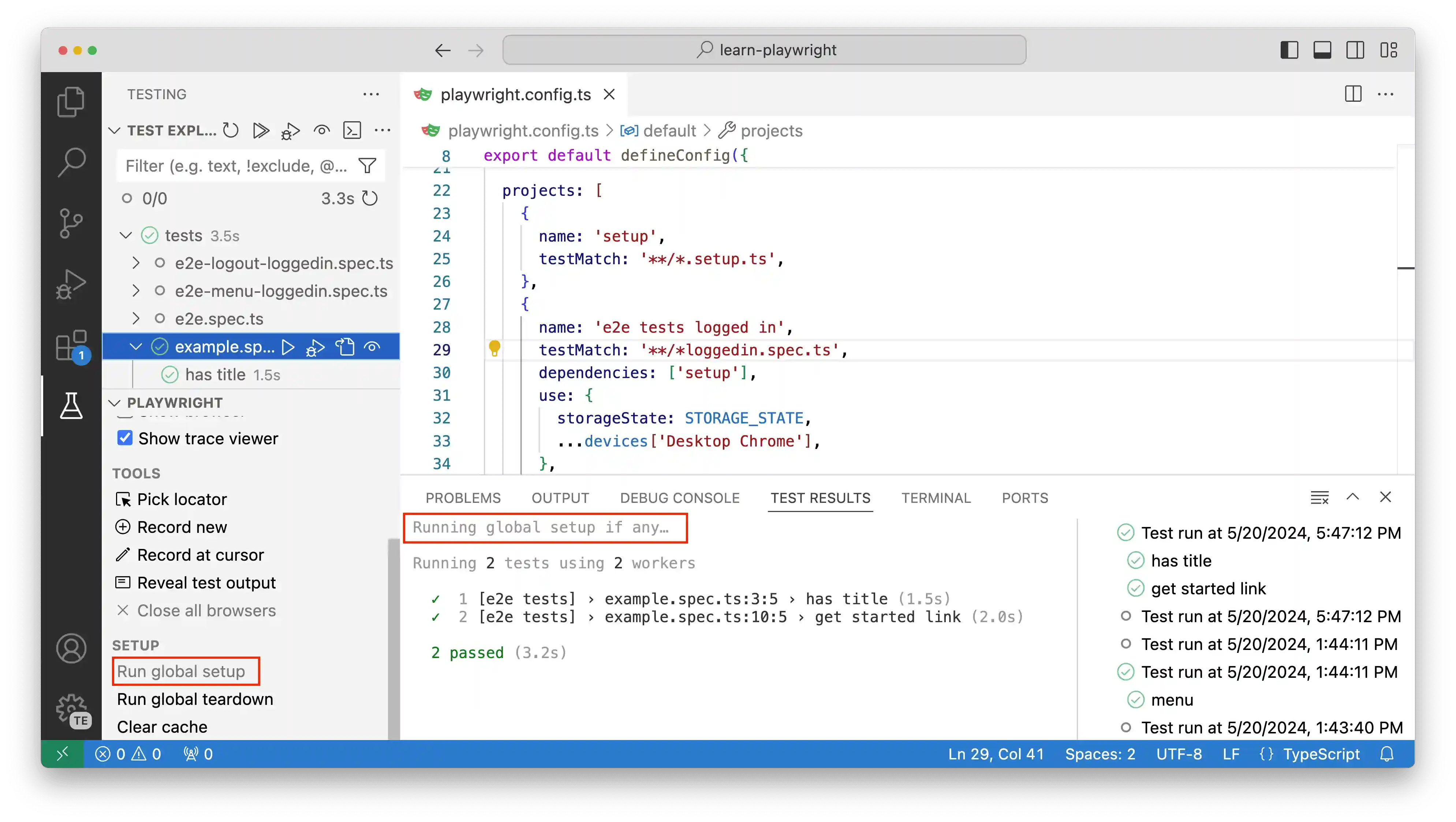 running global setup