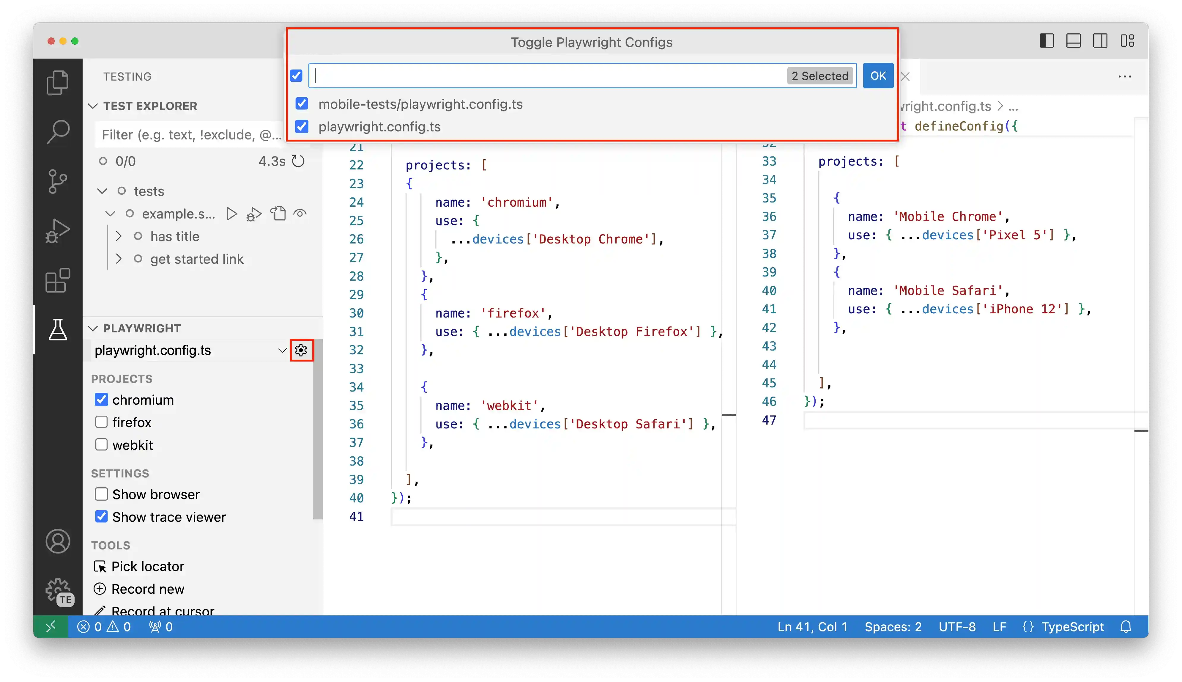 Selecting a configuration file